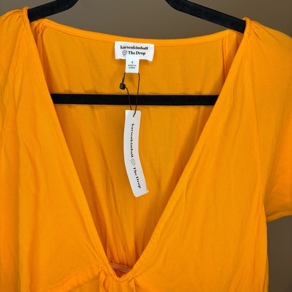NWT Karsenkimball The Drop Oriole Orange V-Neck Tiered Dress Size Small - Picture 4 of 8